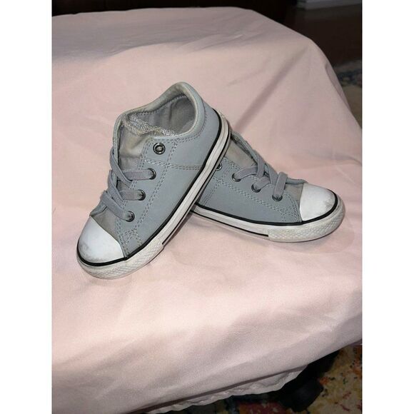 Converse Chuck Taylor All Star Maddie Glitter Leather Toddler Shoes Wolf Grey - Picture 2 of 5